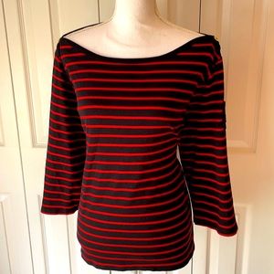 Lauren Ralph Lauren Black and Red Boatneck Tshirt